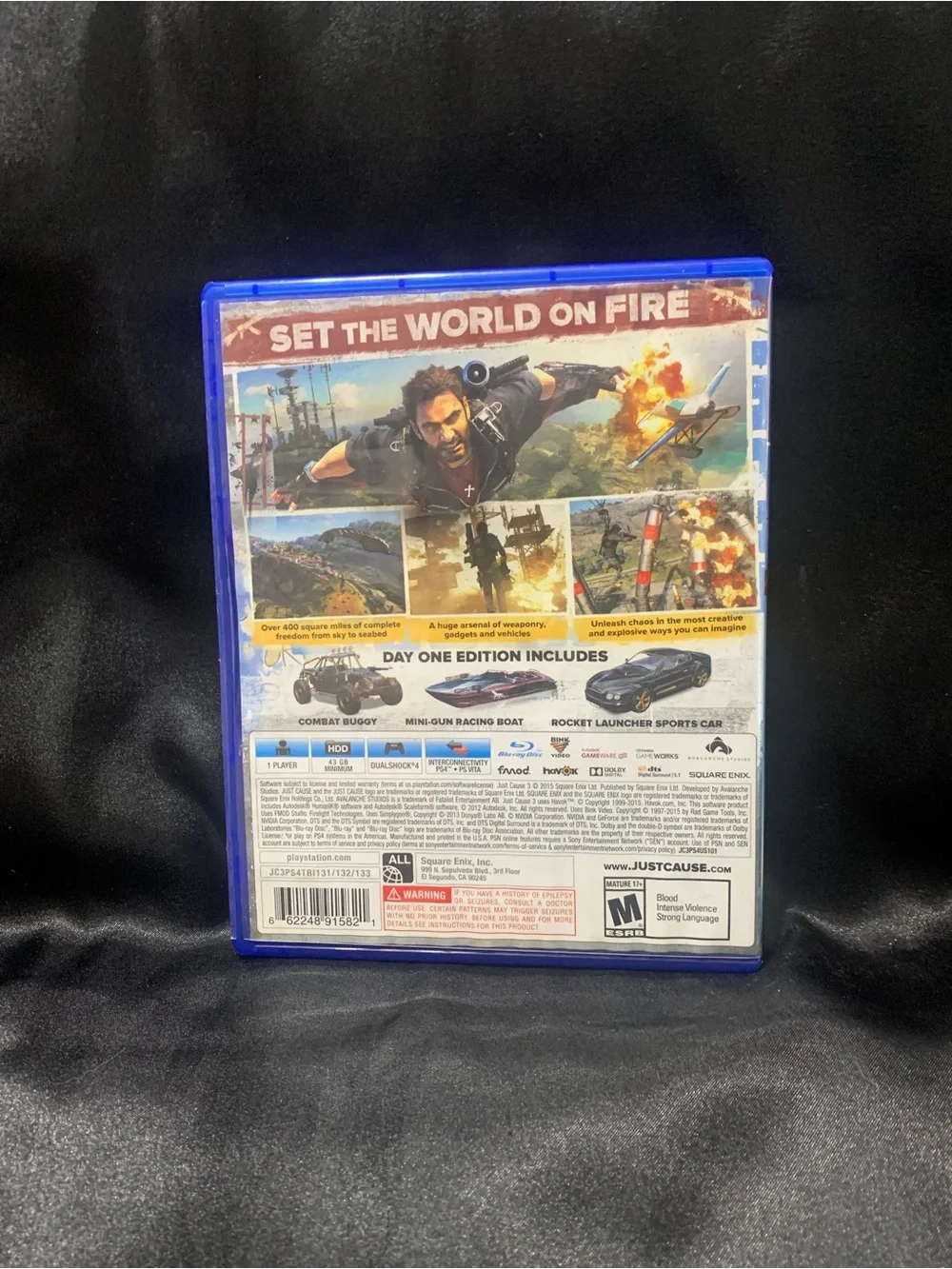 JUST CAUSE 3 Day One Edition PS4 Video Game Rated M EUC